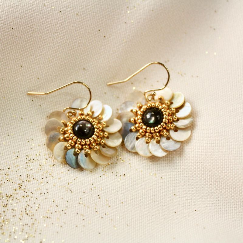 Boucles d'oreilles Louisa - Nacre grise