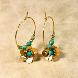 Olga - Boucles d'oreilles créoles en turquoise