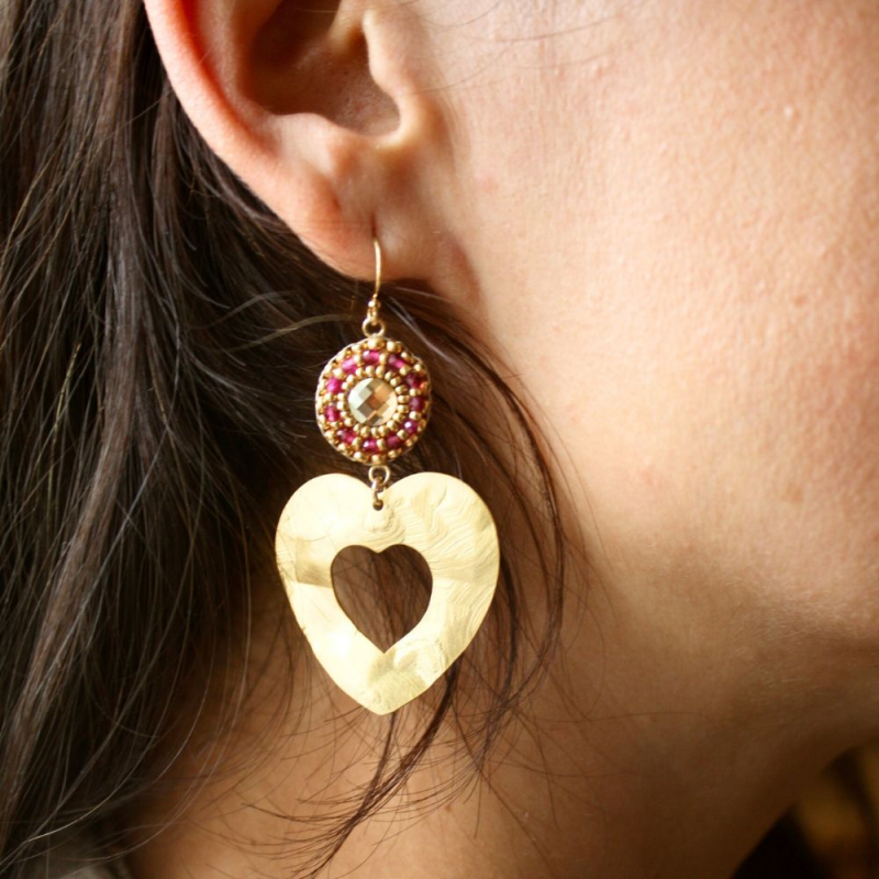 Boucles d’oreilles Thelma Rose en édition limitée – bijou solidaire Octobre Rose, fabriqué à la main en France