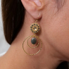 Boucles Pénélope brodées en pyrite – bijou fait main, original et raffiné.