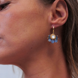 Boucles Suzie en cyanite – modèle art déco moderne, raffiné et original.