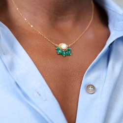 Bijoux artisanaux made in France – collier Suzette en onyx vert.