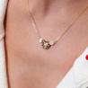 Collier Ludivine en pyrite et nacre grise – bijou artisanal brodé main en France