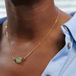 Ludivine - Collier en onyx vert et nacre grise