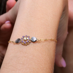 Lisette - Bracelet en améthyste et nacre grise