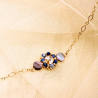Bracelet Lisette en cyanite et nacre grise – bijou artisanal brodé main en France