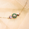 Bracelet Lisette en onyx vert et nacre grise – bijou artisanal brodé main en France