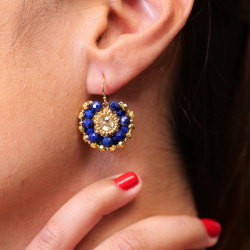 apis lazuli Boucles Iris en l brodées à la main – bijou artisanal français