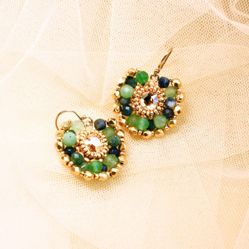 Boucles Iris aventurine tourmaline – bijou artisanal français Boucles Iris aventurine tourmaline – bijou artisanal français