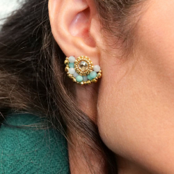 Boucles Inès en amazonite – bijou artisanal fait main