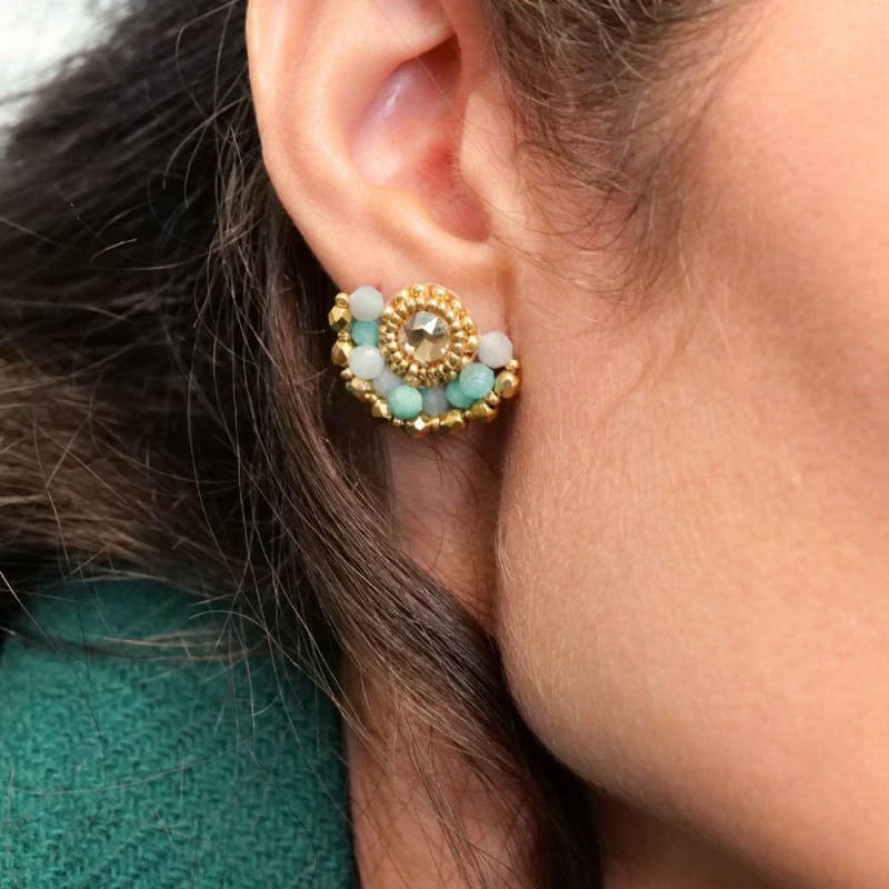 Boucles Inès en amazonite – bijou artisanal fait main Boucles Inès en amazonite – bijou artisanal fait main