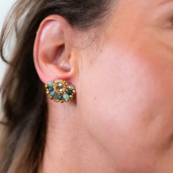 Boucles Inès aventurine tourmaline – bijou artisanal fait main