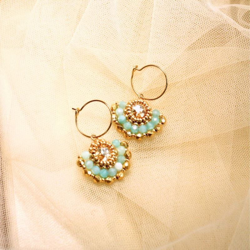 Broderie fine sur créoles dorées – création Colette s’apprête