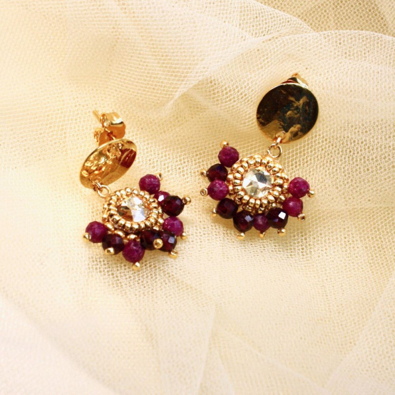 Ysée - Boucles d'oreilles en grenat et rubis