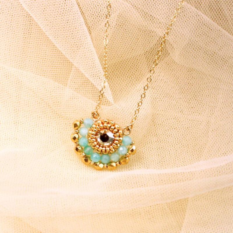 Collier Alice en amazonite – bijou artisanal fait main