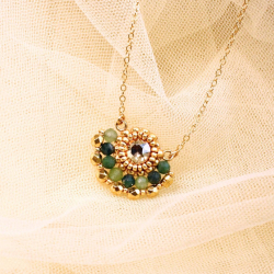 Collier Alice aventurine tourmaline – bijou artisanal fait main