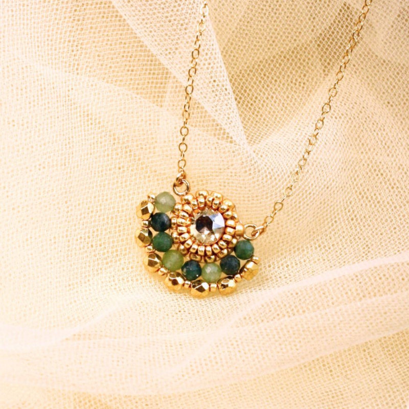 Collier Alice aventurine tourmaline – bijou artisanal fait main Collier Alice aventurine tourmaline – bijou artisanal fait main