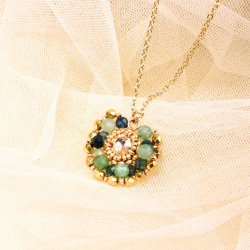 Collier Isaure aventurine tourmaline – bijou artisanal fait main