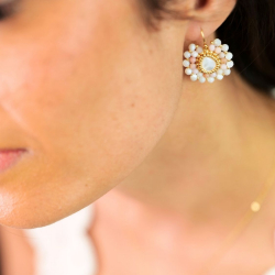 Juliette - Boucles d'oreilles en opale rose et nacre