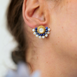 Boucles Anaïs en lapis lazuli et nacre – bijou artisanal français