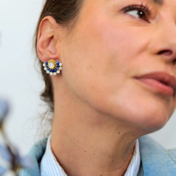 Anaïs - Boucles d'oreilles en lapis lazuli et nacre