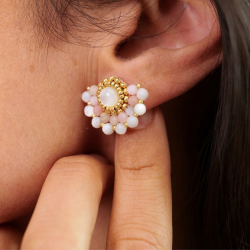Anaïs - Boucles d'oreilles en opale rose et nacre