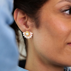 Anaïs - Boucles d'oreilles en opale rose et nacre