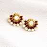 Boucles d’oreilles rouges brodées à la main