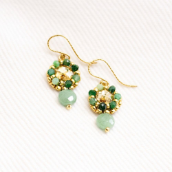 Boucles d’oreilles vertes brodées à la main