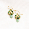 Boucles d’oreilles vertes brodées à la main