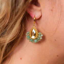 Boucles Charlotte en aventurine – bijou brodé à la main