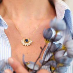 Collier pierre naturelle bleu – fabrication française