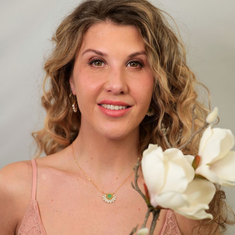 Alice - Collier en aventurine et nacre