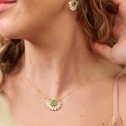 Alice - Collier en aventurine et nacre