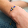 Bracelet Lisette en lapis lazuli — cabochon brodé à la main