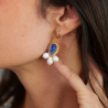 5.	Boucles Azélie bleu céleste, bijou lumineux avec nacre et cristal autrichien.