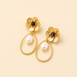 Léonie - Boucles d'oreilles en nacre grise