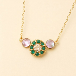 Ludivine - Collier en onyx vert et nacre grise