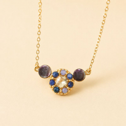 Ludivine - Collier en cyanite et nacre grise