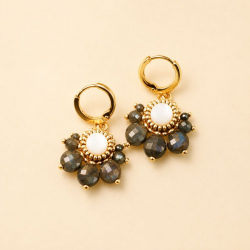 Suzie - Boucles d'oreilles en pyrite et nacre