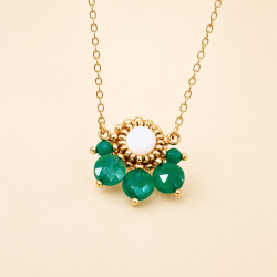 Suzette - Collier en onyx vert et nacre