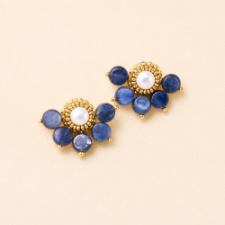 Daphné – Boucles d’oreilles en cyanite et nacre