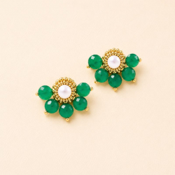 Daphné - Boucles d’oreilles en onyx vert et nacre