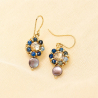 Lisa – Boucles d’oreilles en cyanite et nacre grise