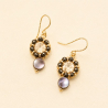 Lisa – Boucles d’oreilles en pyrite et nacre grise