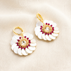 Boucles Marielle en nacre blanche et fuchsia