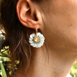 Boucles Marielle en turquoise naturelle et nacre
