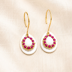 Boucles Marina fuchsia et nacre