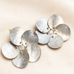 Hortense - Boucles d'oreilles en nacre grise et blanche
