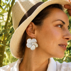 Hortense - Boucles d'oreilles en nacre grise et blanche